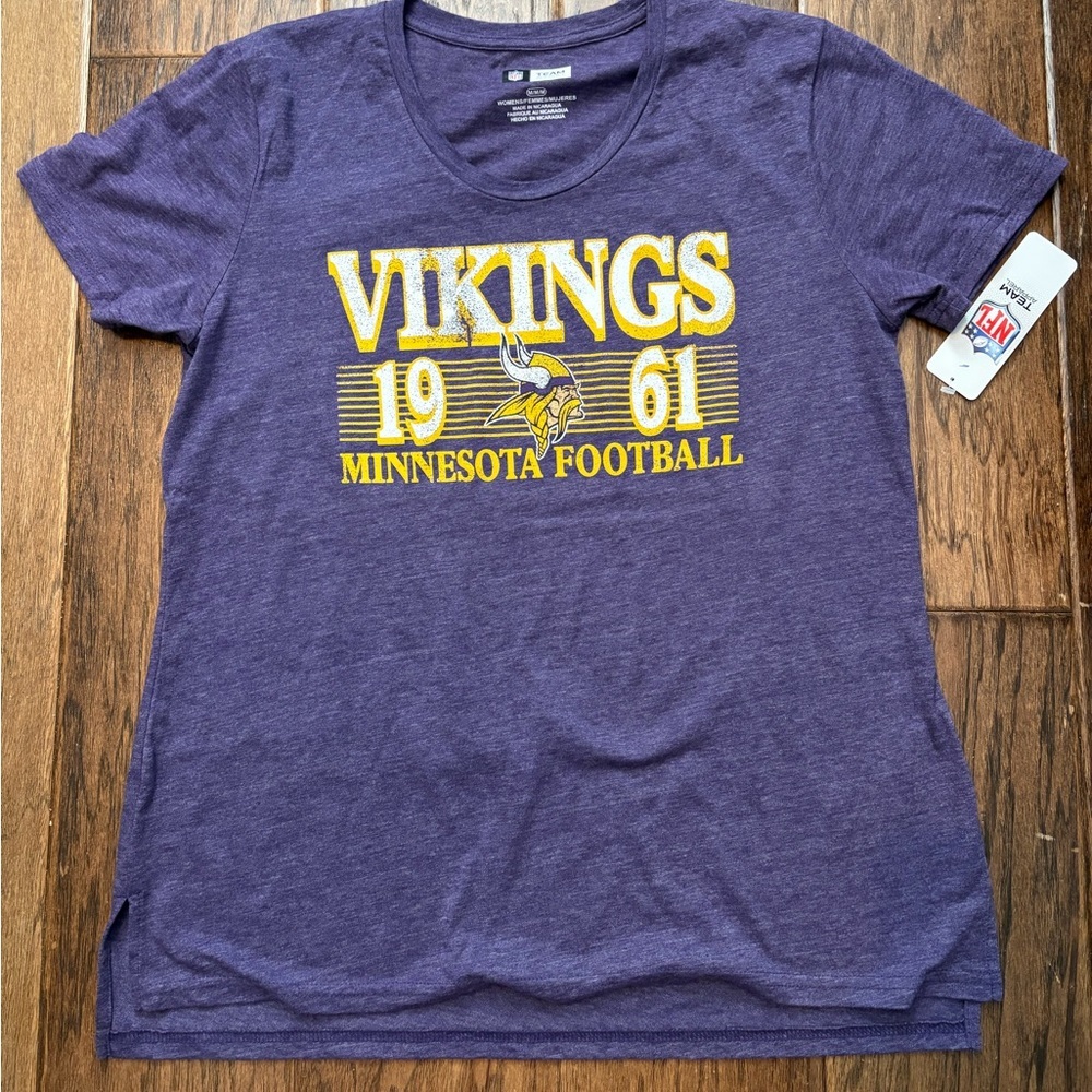 NFL MN Vikings Team Apparel Purple and Yellow Graphic Tee